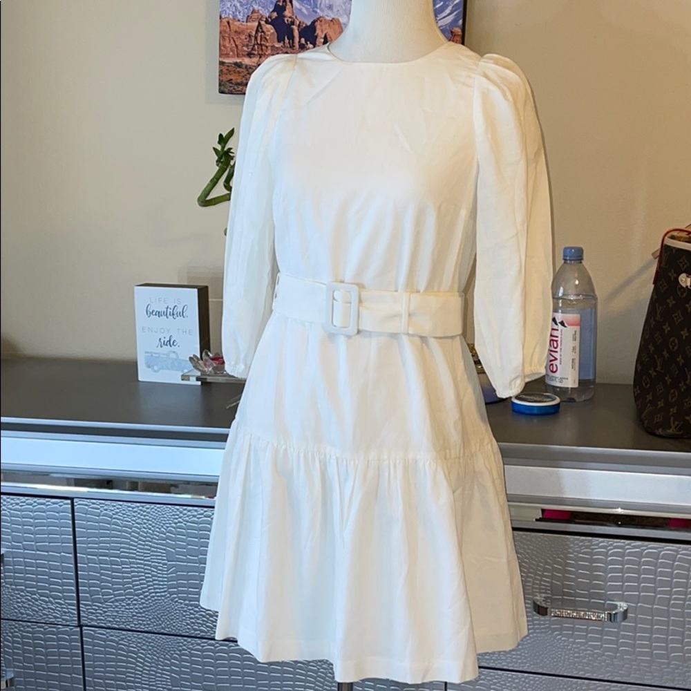 Ann Taylor Cream Belted Dress